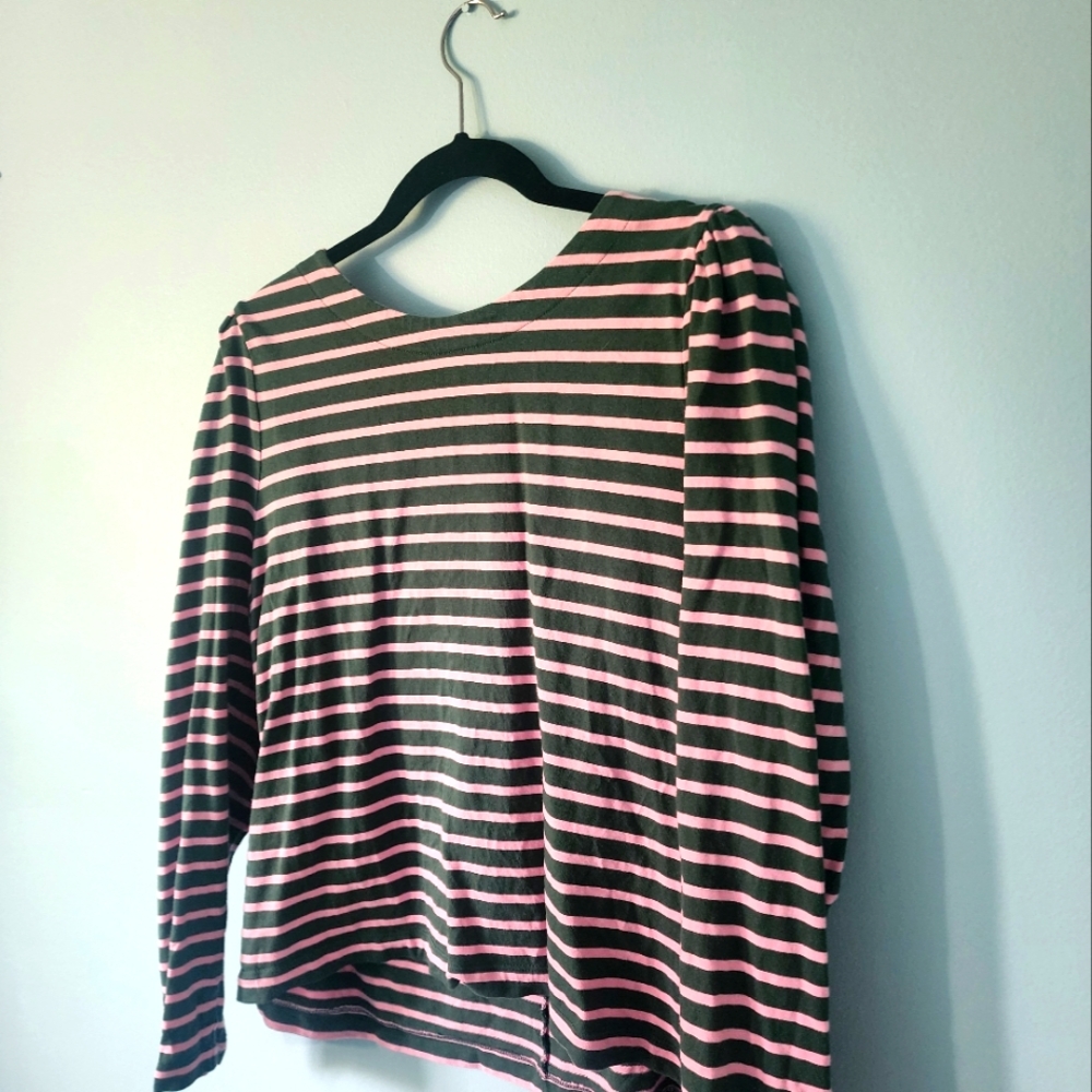 J. Crew Pink and Green Striped Top